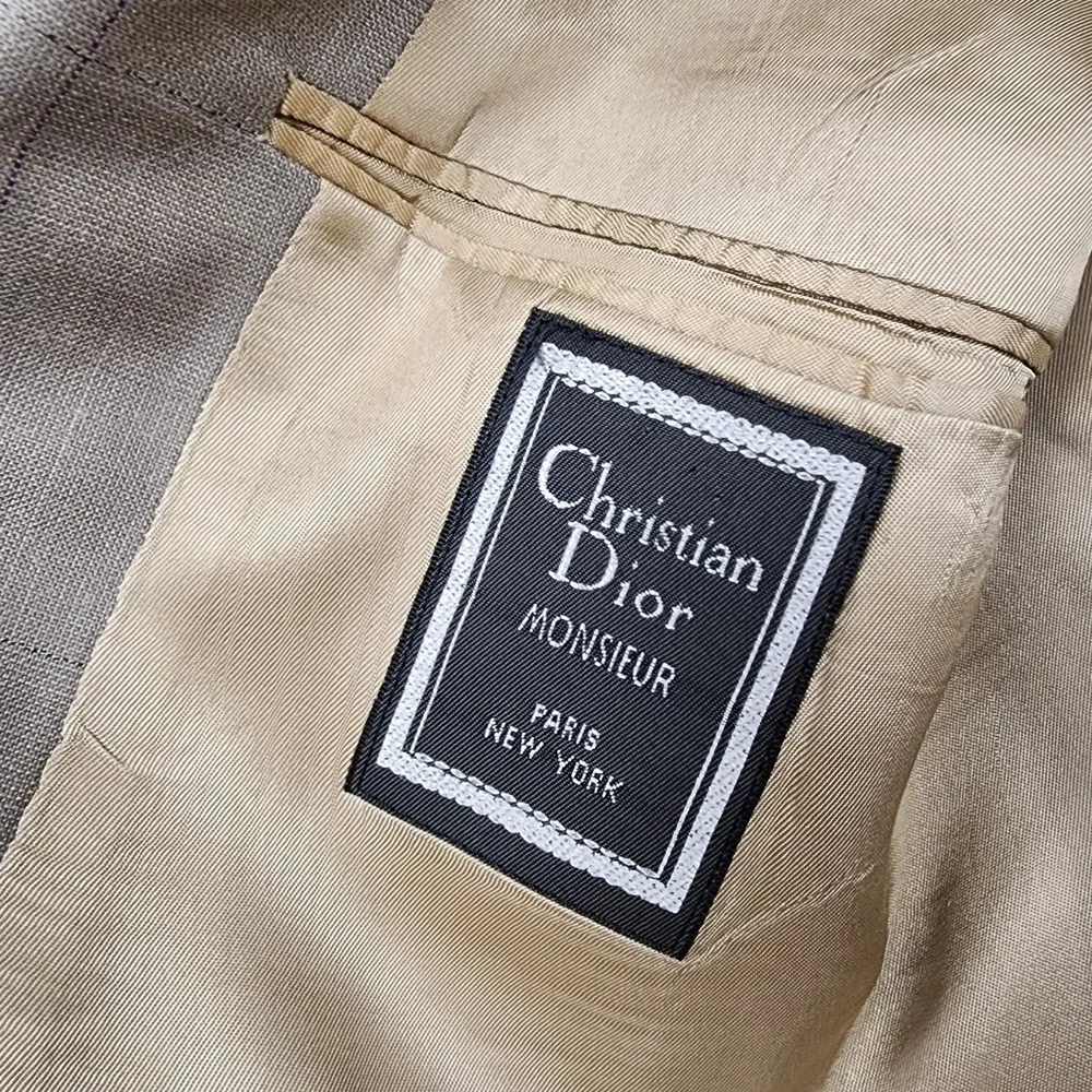Christian Dior Monsieur Blazer Mens Size 41L Taupe/Purple Double Breasted‎